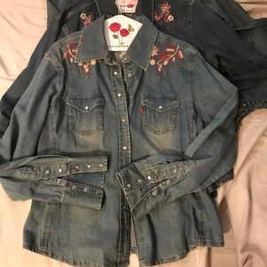 Levi, western cut, denim shirt, L, light stretch